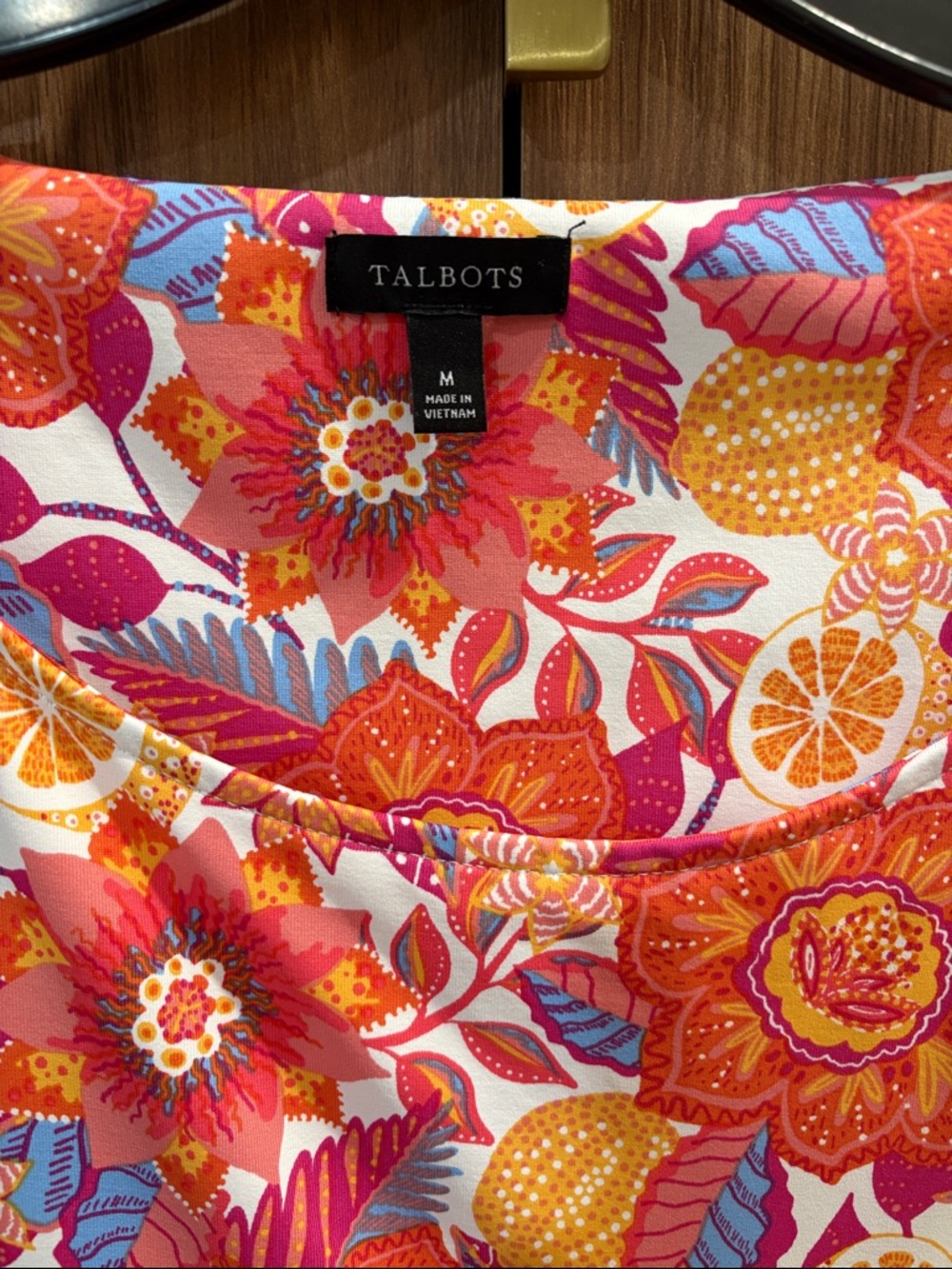 Talbots Floral Tie-Waist Sheath Dress in Orange and Pink size M - Picture 3 of 6